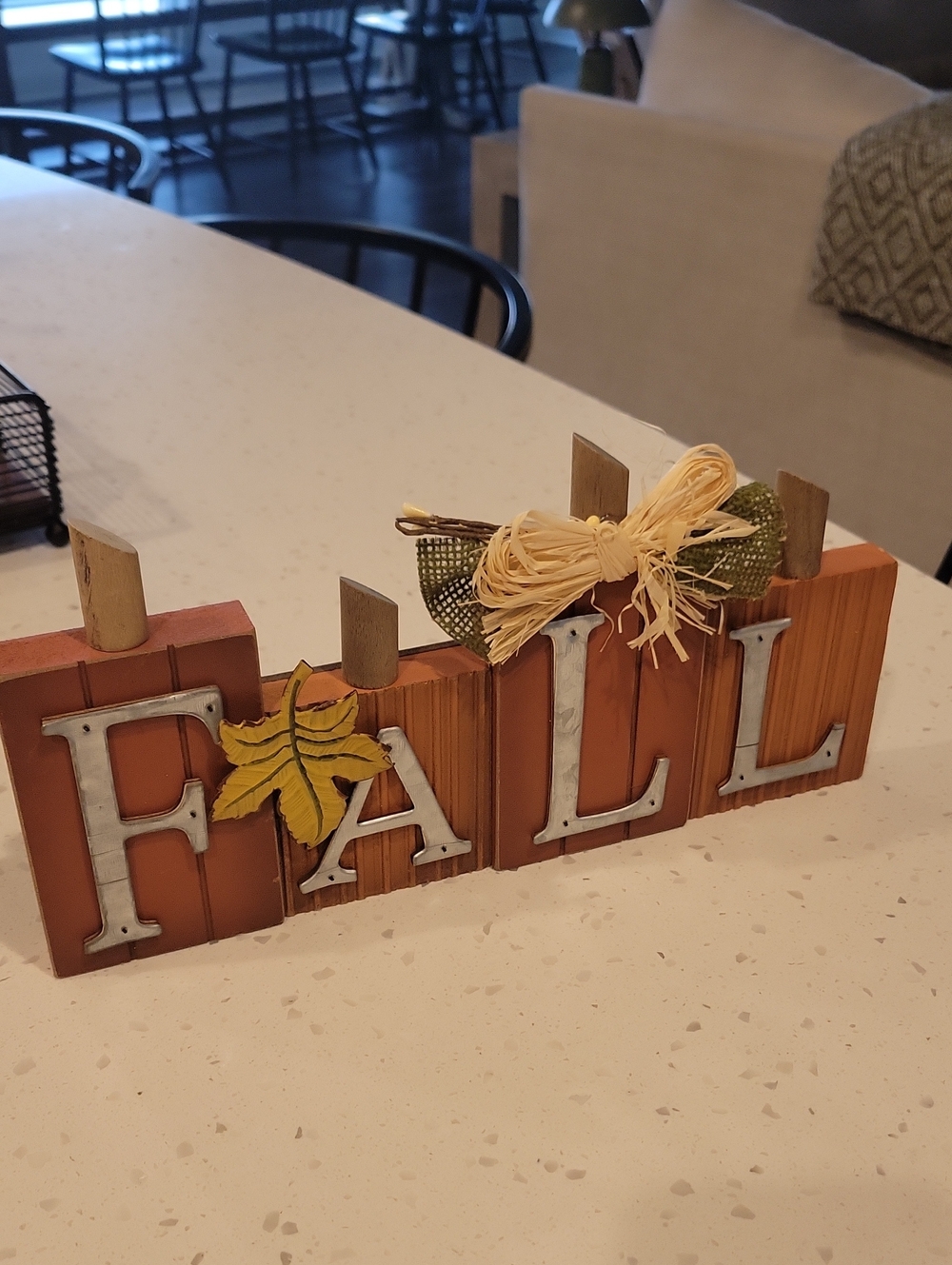 Autumn "FALL" Wooden Block Sign Décor - Orange and Yellow